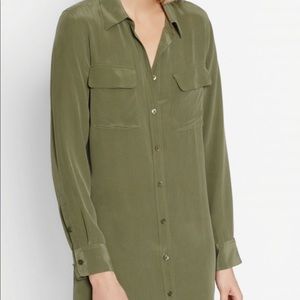 Equipment Slim Signature Shirt Dress. Maroon.